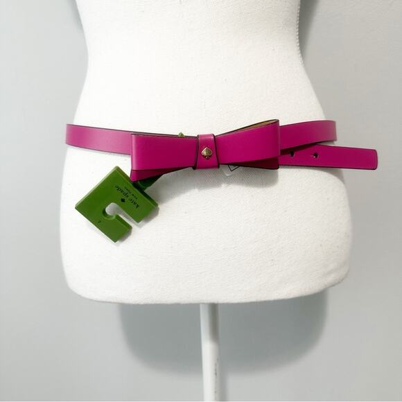 Kate Spade Bow Accent Belt pink cowhide leather size large NWT - Picture 5 of 5